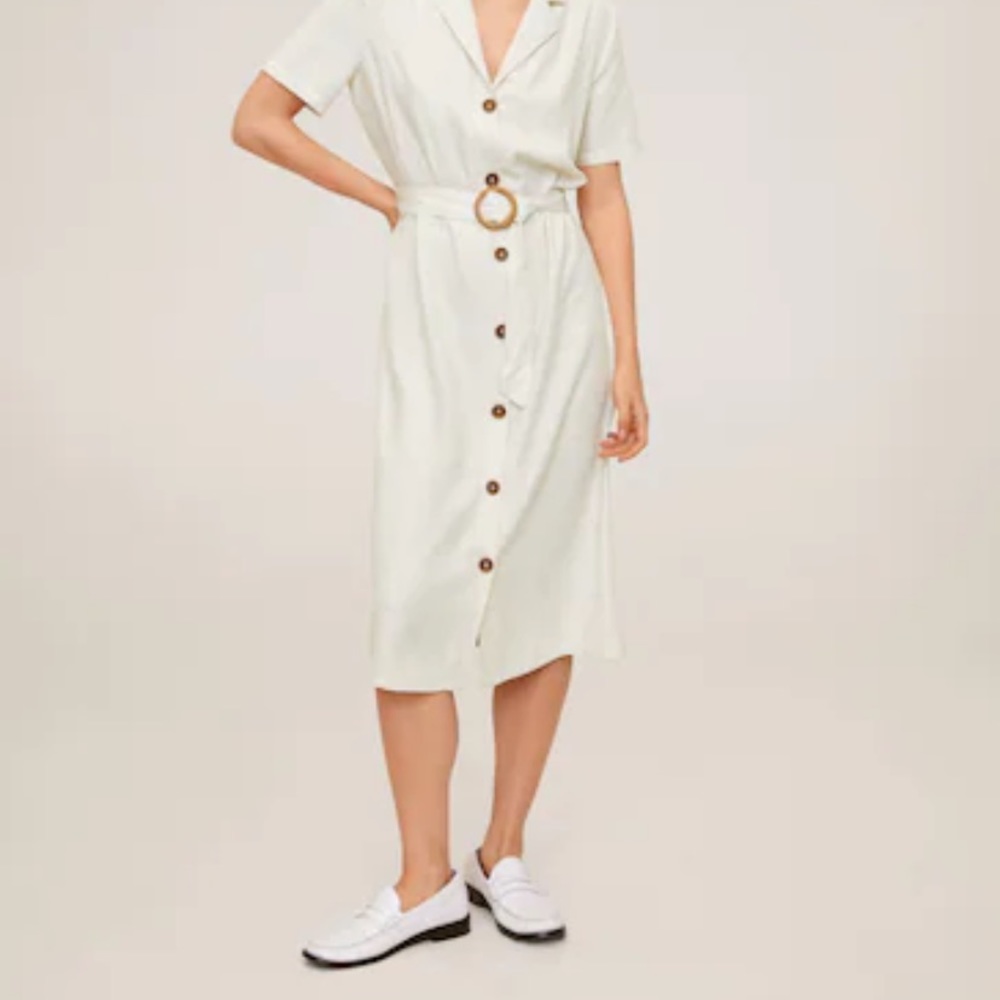 Mango Outlet Marbled Shirtdress With Belt.